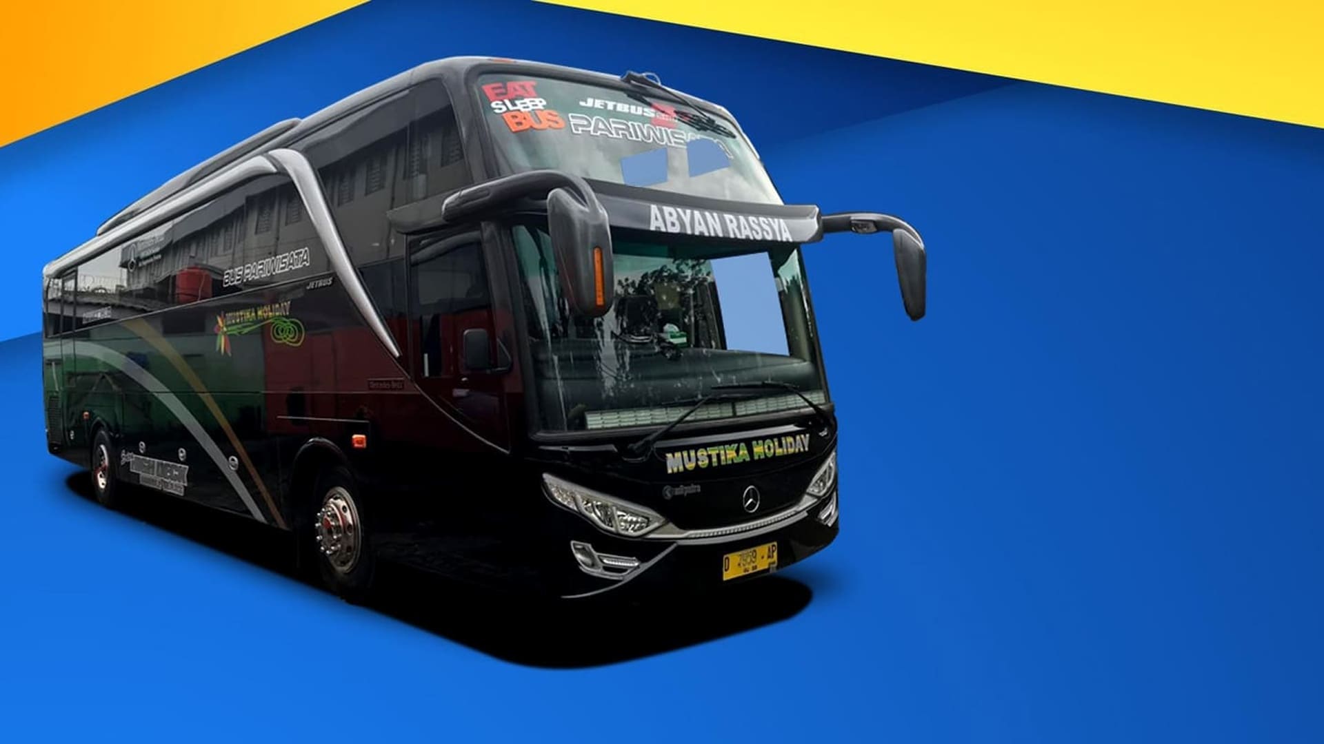 sewa bus pariwisata kapasitas 58 seats dan toilet